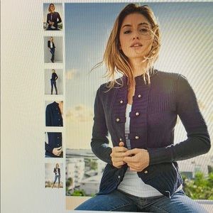EUC, navy Venus tab button cardigan, size M.